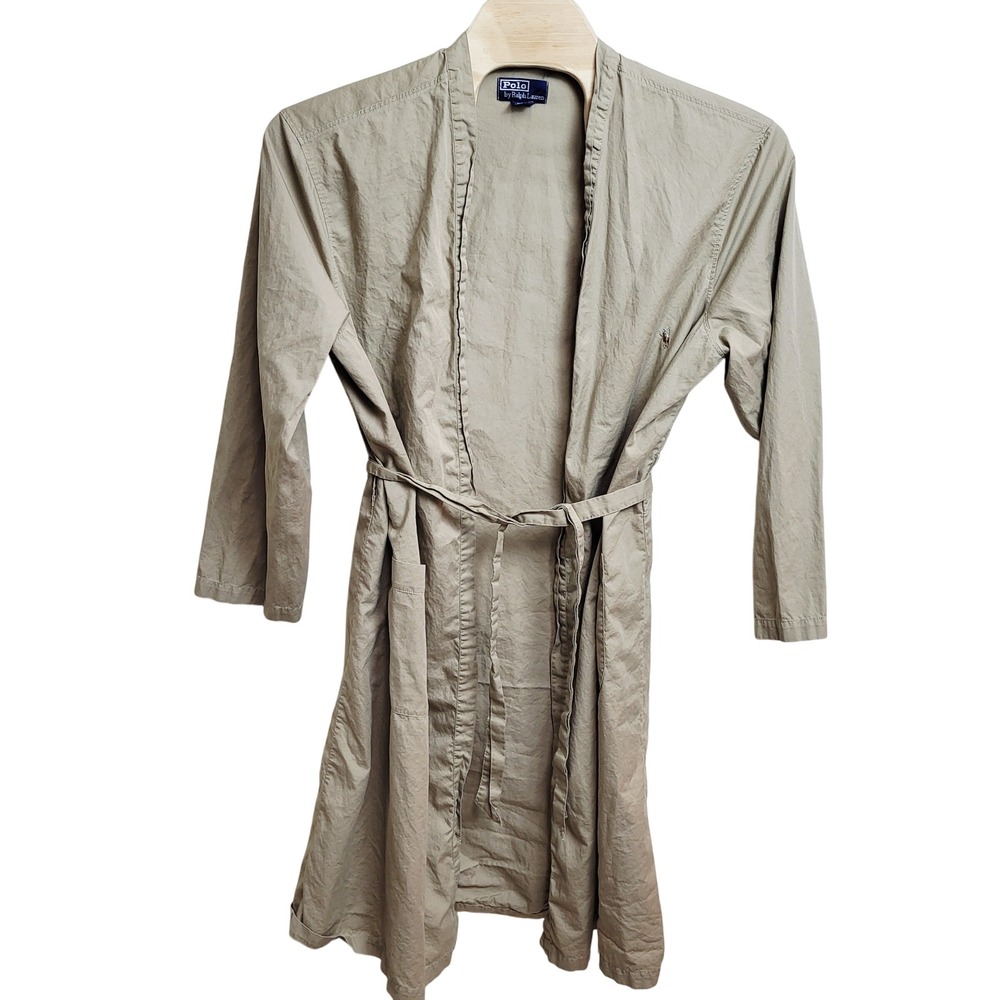 Polo Ralph Lauren Men's L/XL Khaki Kimono Bathrobe Lightweight Cotton Belted